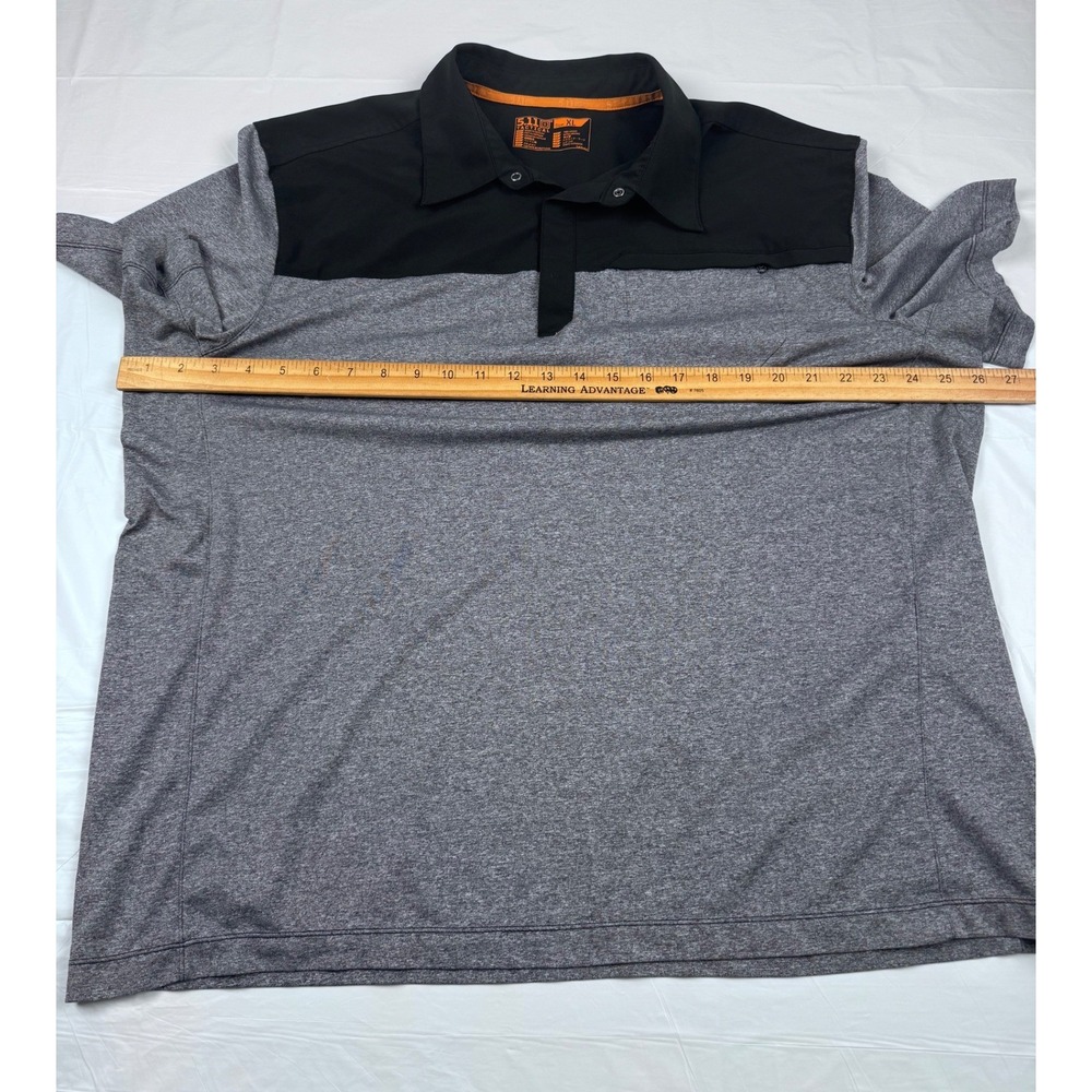 5.11 Tactical Mens XL Grey Black Colorblock Short Sleeve Snap Polo Shirt - Picture 9 of 11
